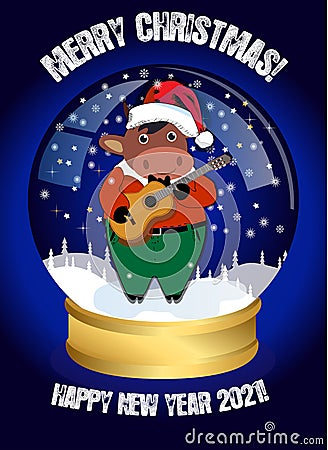 Christmas snow globe. Vector Illustration